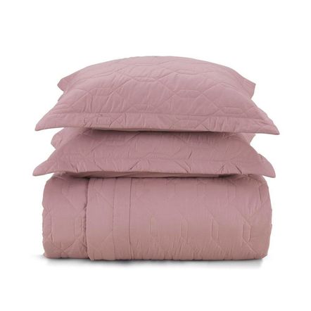 Cobre Leito Queen Karsten com 2 Porta Travesseiros 180 Fios Percal Liss Rosa