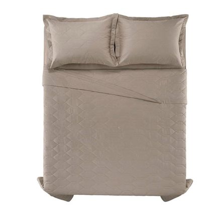 Cobre Leito King Karsten com 2 Porta Travesseiros 180 Fios Percal Liss Taupe