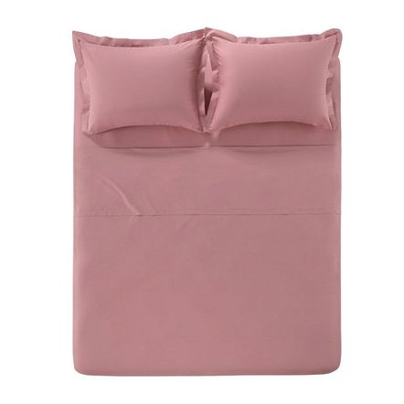Jogo de Cama Casal Karsten 180 Fios Percal 100% Algodão Liss Rosa