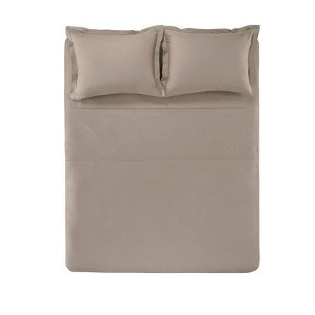 Jogo de Cama Casal Karsten 180 Fios Percal 100% Algodão Liss Taupe