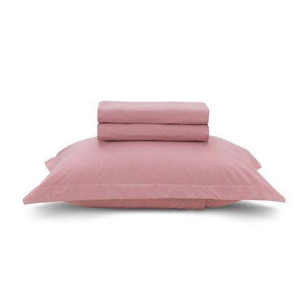 Jogo de Cama Solteiro Karsten 180 Fios Percal 100% Algodão Liss Rosa