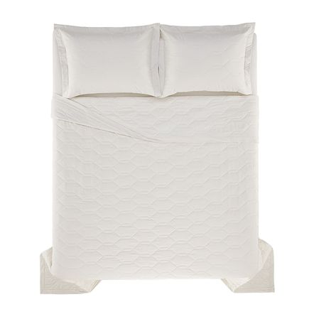 Cobre Leito Casal Karsten com 2 Porta Travesseiros 180 Fios Percal Liss Gelo