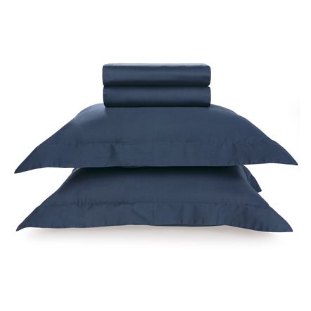 Jogo de Cama King Karsten 270 Fios Cetim 100% Algodão Domos Marinho