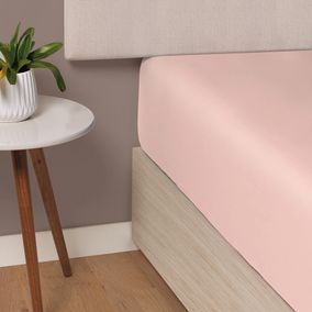 Lençol Avulso com Elástico Casal 270 Fios Cetim 100% Algodão Domos Rosa