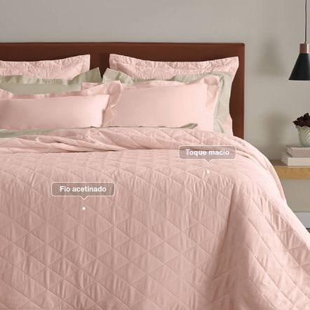 Fronha Karsten 2 Peças 270 Fios Cetim 100% Algodão Domos Rosa