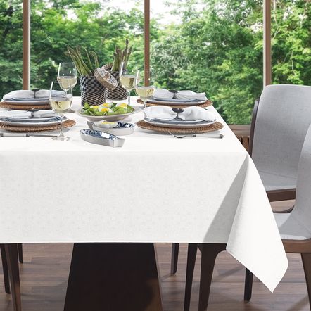 Toalha de mesa Retangular Karsten 12 lugares Sempre Limpa Faenza Branco