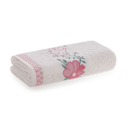 Toalha de Rosto Karsten Yuna Branca/Rosa