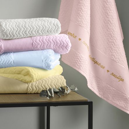 Toalha de Banho para Bordar Karsten Verona Rosa Quartzo