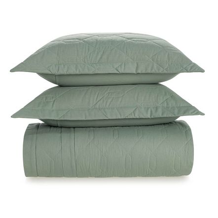 Colcha/Cobre Leito Casal Karsten 180 Fios Percal com 2 Porta Travesseiros 100% Algodão Liss Malva