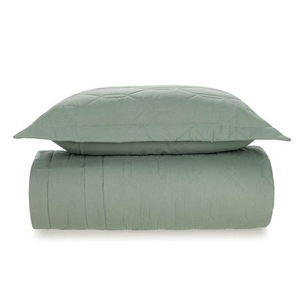 Colcha/Cobre Leito Solteiro Karsten 180 Fios Percal com 1 Porta Travesseiro 100% Algodão Liss Malva