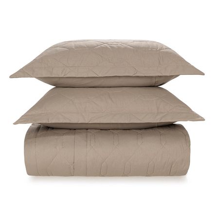 Colcha/Cobre Leito King Karsten 180 Fios Percal com 2 Porta Travesseiros 100% Algodão Liss Castor