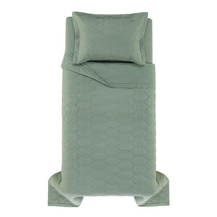 Colcha/Cobre Leito Solteiro Karsten 180 Fios Percal com 1 Porta Travesseiro 100% Algodão Liss Malva