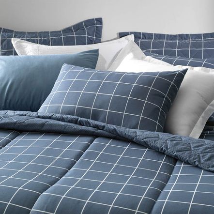 Edredom Casal Karsten 150 Fios Percal 100% Algodão Grid