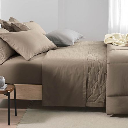 Jogo de Cama King Karsten 180 Fios Percal 100% Algodão Liss Castor