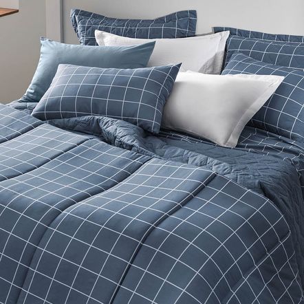 Jogo de Cama Solteiro Karsten 150 Fios Percal 100% Algodão Grid