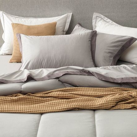 Jogo de Cama Queen Karsten 180 Fios Percal 100% Algodão Duo Titânio/Grafite