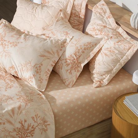 Jogo de Cama Queen Karsten 180 Fios Percal 100% Algodão Coralina