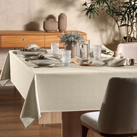 Toalha de Mesa Retangular 6 Lugares Sempre Limpa Caetano Branco