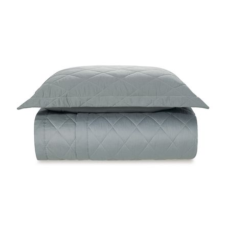 Colcha Solteiro com Porta Travesseiro Cetim 300 Fios Bossa Mineral