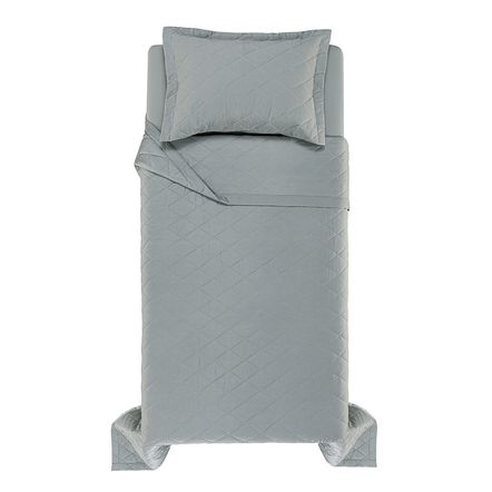 Colcha Solteiro com Porta Travesseiro Cetim 300 Fios Bossa Mineral