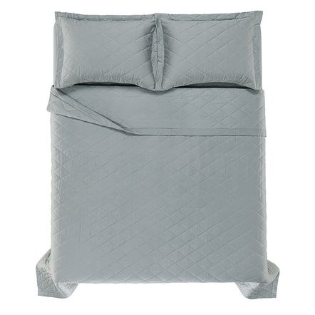 Colcha Casal com 2 Porta Travesseiros Cetim 300 Fios Bossa Mineral