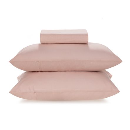Lençol Casal com Elástico e Fronhas 100% Algodão Matiza Rosa