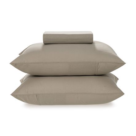 Lençol Queen com Elástico e Fronhas 100% Algodão Matiza Taupe