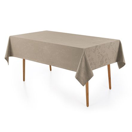 Toalha de Mesa Retangular 8 Lugares Anti Mancha Katherine Taupe