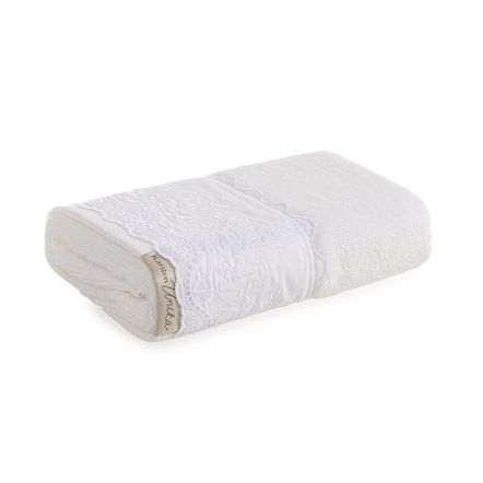 Toalha de Rosto Fio Penteado Bordado Antônia Branco