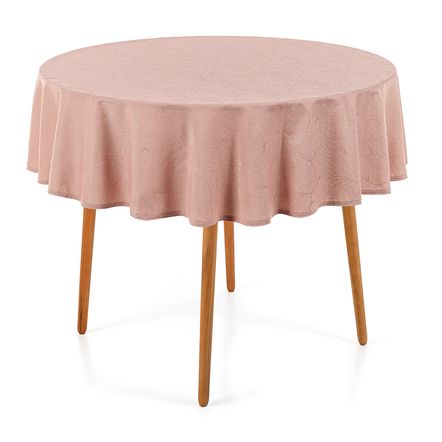 Toalha de Mesa Redonda 4 Lugares Jacquard Melli Rosa Vintage