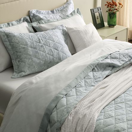 Jogo de Cama Casal 300 Fios 100% Algodão Olívia Branco/Mineral