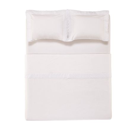 Jogo de Cama King 200 Fios Bordado Antônia Branco/Branco