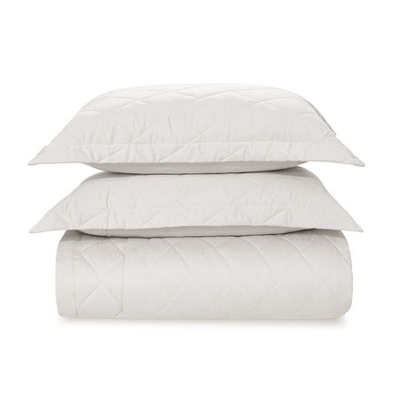 Colcha Casal com 2 Porta Travesseiros Cetim 300 Fios Bossa Branco
