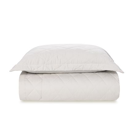 Colcha Solteiro com Porta Travesseiro Cetim 300 Fios Bossa Branco