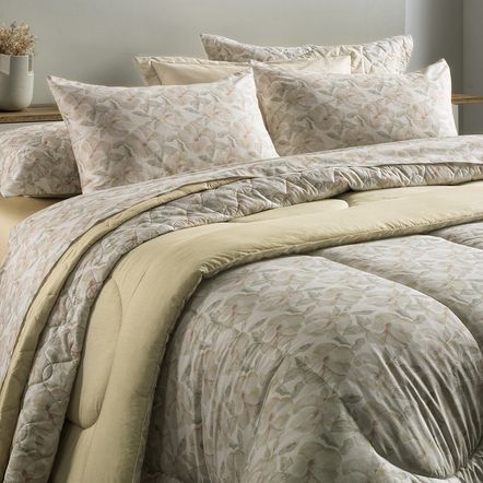 Edredom Solteiro 160 Fios 100% Algodão Dupla Face Justine