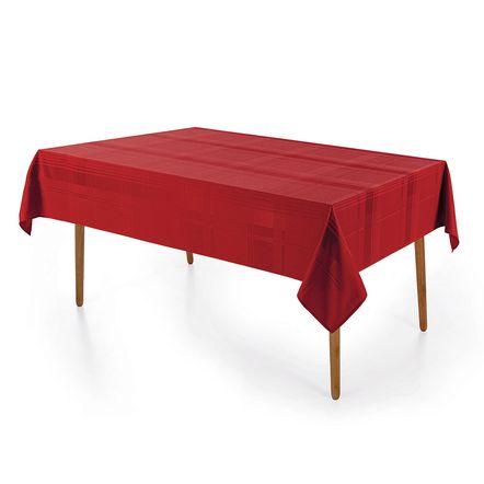 Toalha de Mesa Retangular 6 Lugares Jacquard Fragnani Vermelho