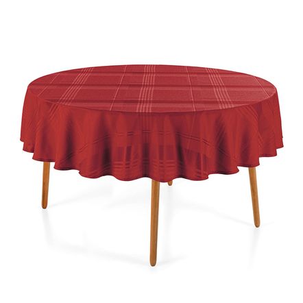 Toalha de Mesa Redonda 6 Lugares Jacquard Fragnani Vermelho