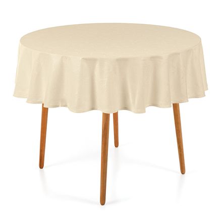 Toalha de Mesa Redonda 4 Lugares Jacquard Melli Natural
