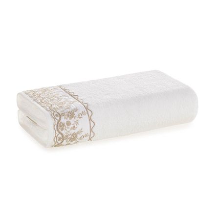 Toalha de Banho com Bordado Fio Penteado Antônia Branco/Fendi