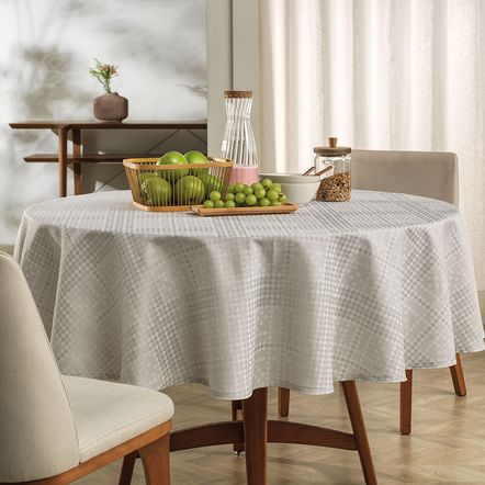 Toalha de Mesa Retangular 12 Lugares Jacquard Beamon Cinza