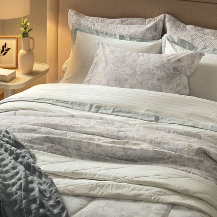 Colcha Queen com 2 Porta-travesseiros 200 Fios 100% Algodão Atlantis