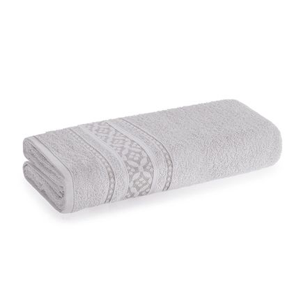 Toalha de Banho Karsten Fio Cardado Abel Cinza Steel/Preto