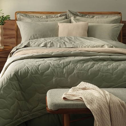 Colcha Queen com 2 Porta-travesseiros 200 Fios Tom Salmão