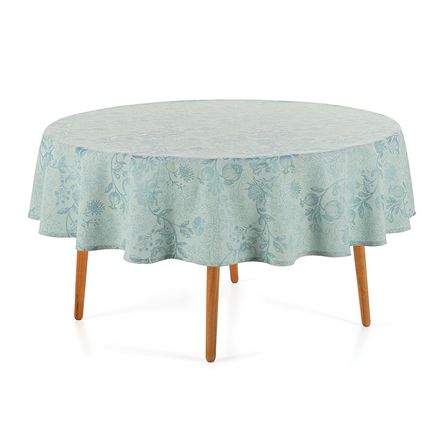 Toalha de Mesa Redonda 6 Lugares Roman Turquesa