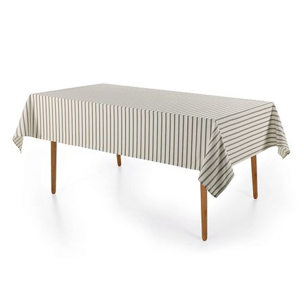 Toalha de Mesa Retangular 6 Lugares Zaira Branco/Taupe