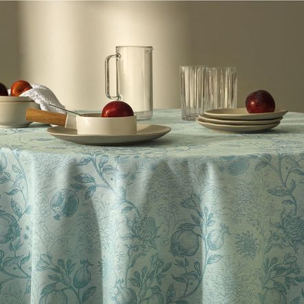 Toalha de Mesa Retangular 12 Lugares Roman Turquesa