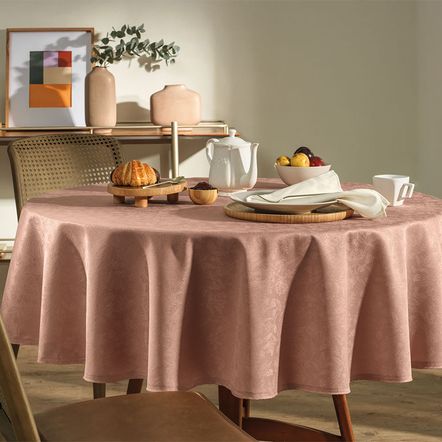 Toalha de Mesa Retangular 8 Lugares Delicata Rosa Vintage