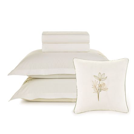 Jogo de Cama Casal com Capa de Almofada 200 Fios 100% Algodão Lavínia Branco