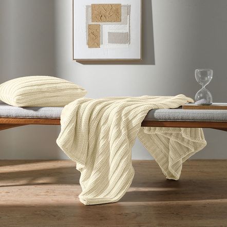 Almofada Decorativa de Tricot Elana Marfim
