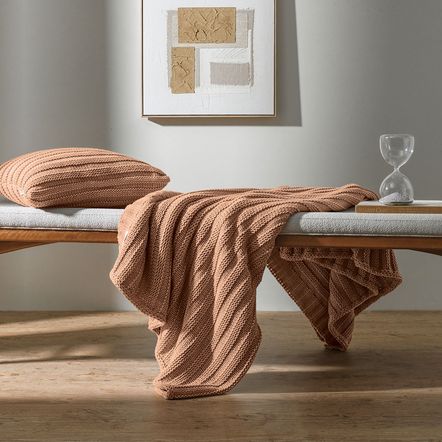 Almofada Decorativa de Tricot Quadrada Elana Âmbar
